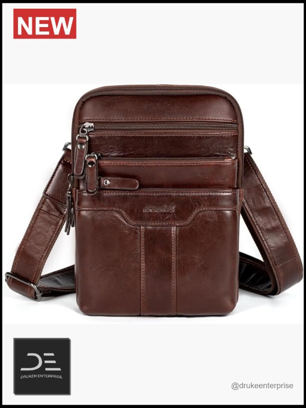 Genuine Leather Small Messenger Bag Sling Shoulder Crossbody for Men
